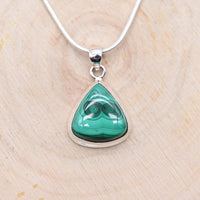 [RARE] Pendentif en Malachite - Argent 925 - PMALAEXTRA002